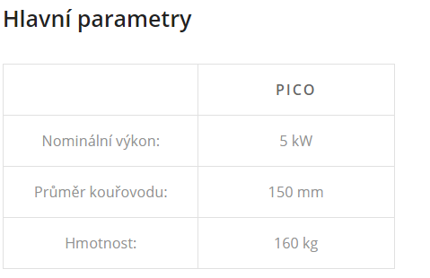 Tor Pico hlavní parametry